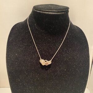 Sterling Silver, Smoky Quartz, & Crystal Necklace